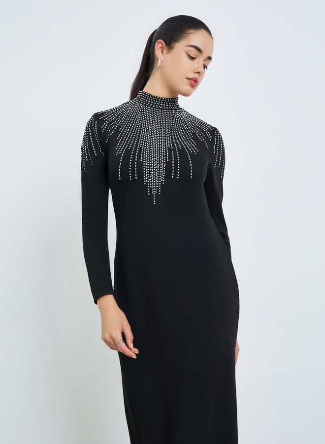 Styli Women Black Embellished Sheath Midi Dress - Image 2